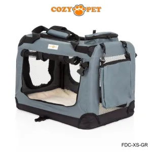 Fabric Dog Crate 50cm Grey by Cozy Pet Puppy Carrier Cat Travel Cage Rabbit Model: FDC-XS-GR - RET - Customer Return 30% Discount.