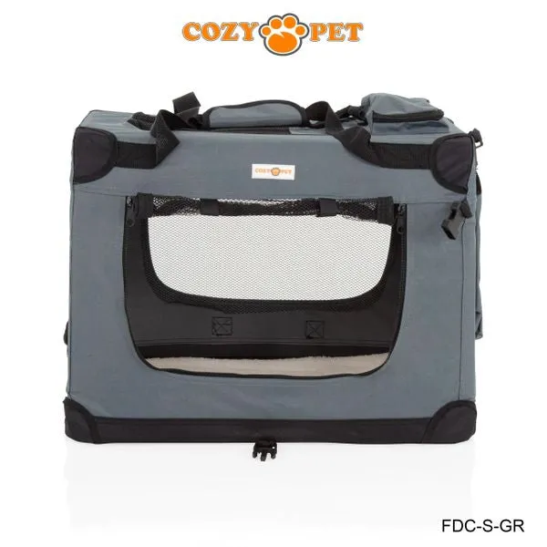 Fabric Dog Crate 60cm Grey by Cozy Pet Puppy Carrier Cat Travel Cage Rabbit Model: FDC-S-GR - RET - Customer Return 30% Discount.