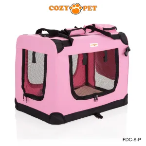 Fabric Dog Crate 60cm Pink by Cozy Pet Puppy Carrier Cat Travel Cage Rabbit Model: FDC-S-P - RET - Customer Return 30% Discount.