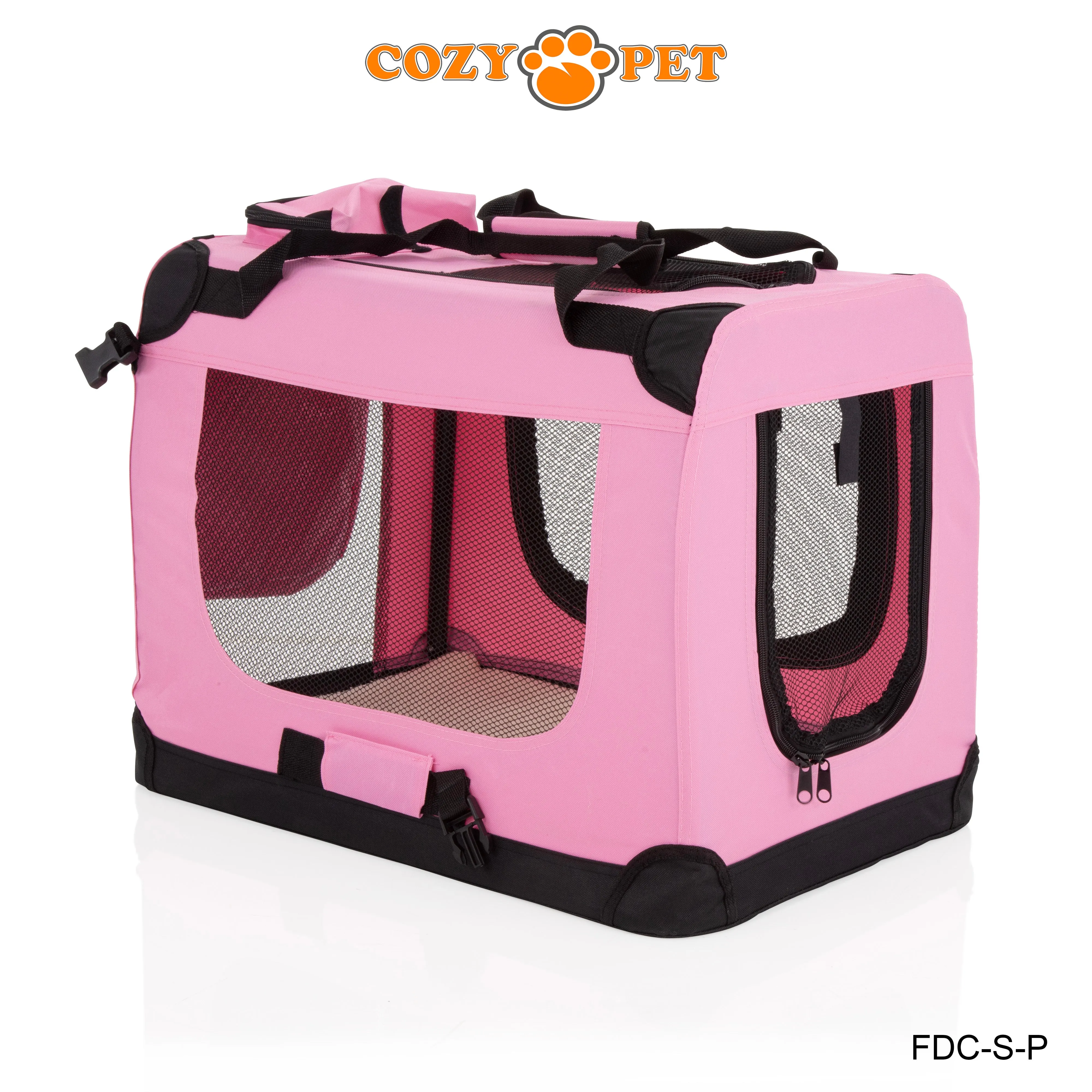 Fabric Dog Crate 60cm Pink by Cozy Pet Puppy Carrier Cat Travel Cage Rabbit Model: FDC-S-P - RET - Customer Return 30% Discount.