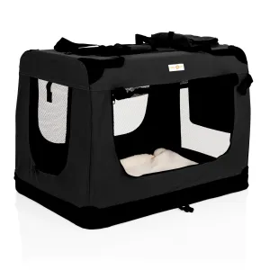 Fabric Dog Crate 70cm Black by Cozy Pet Puppy Carrier Cat Travel Cage Rabbit Model: FDC-M-BLK
