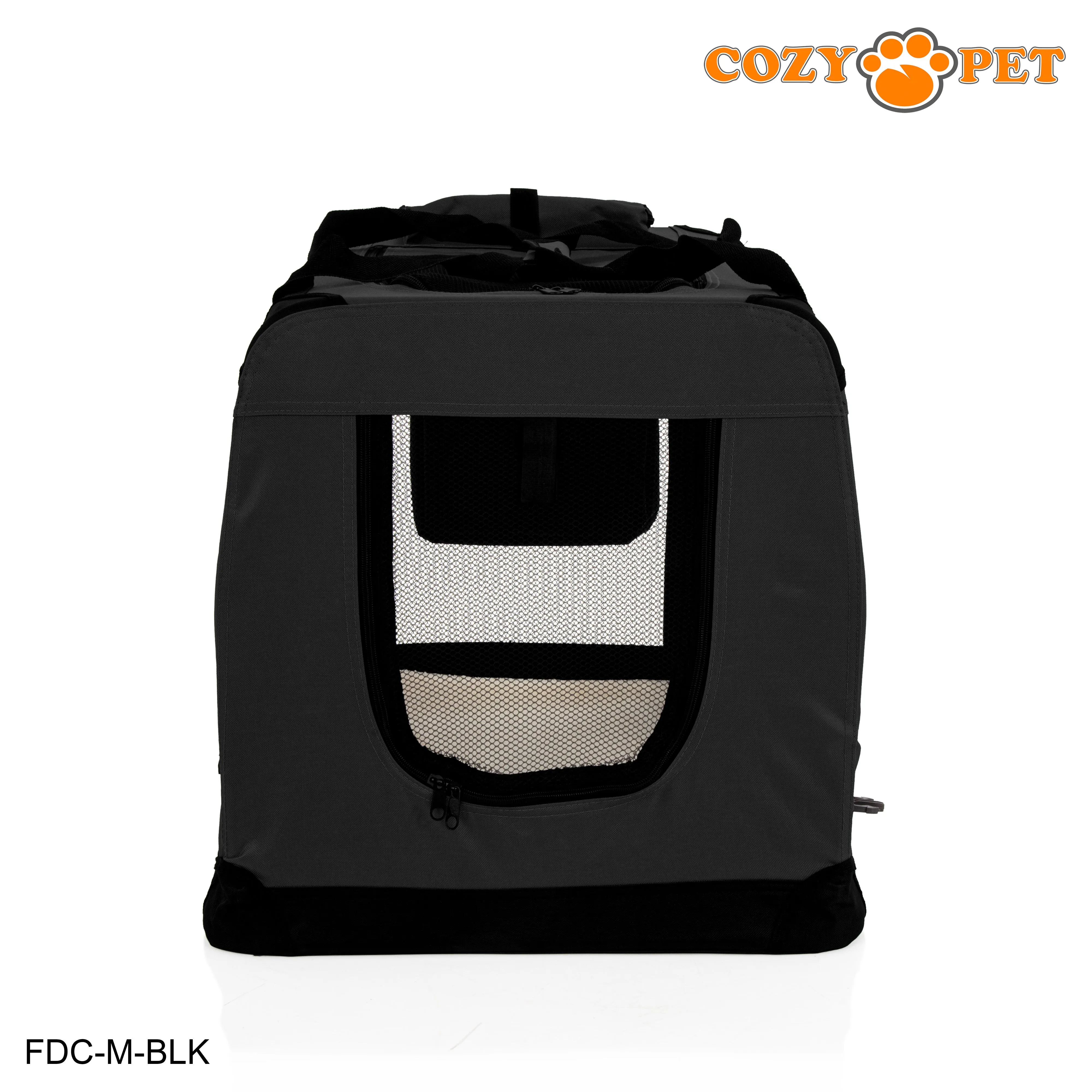 Fabric Dog Crate 70cm Black by Cozy Pet Puppy Carrier Cat Travel Cage Rabbit Model: FDC-M-BLK