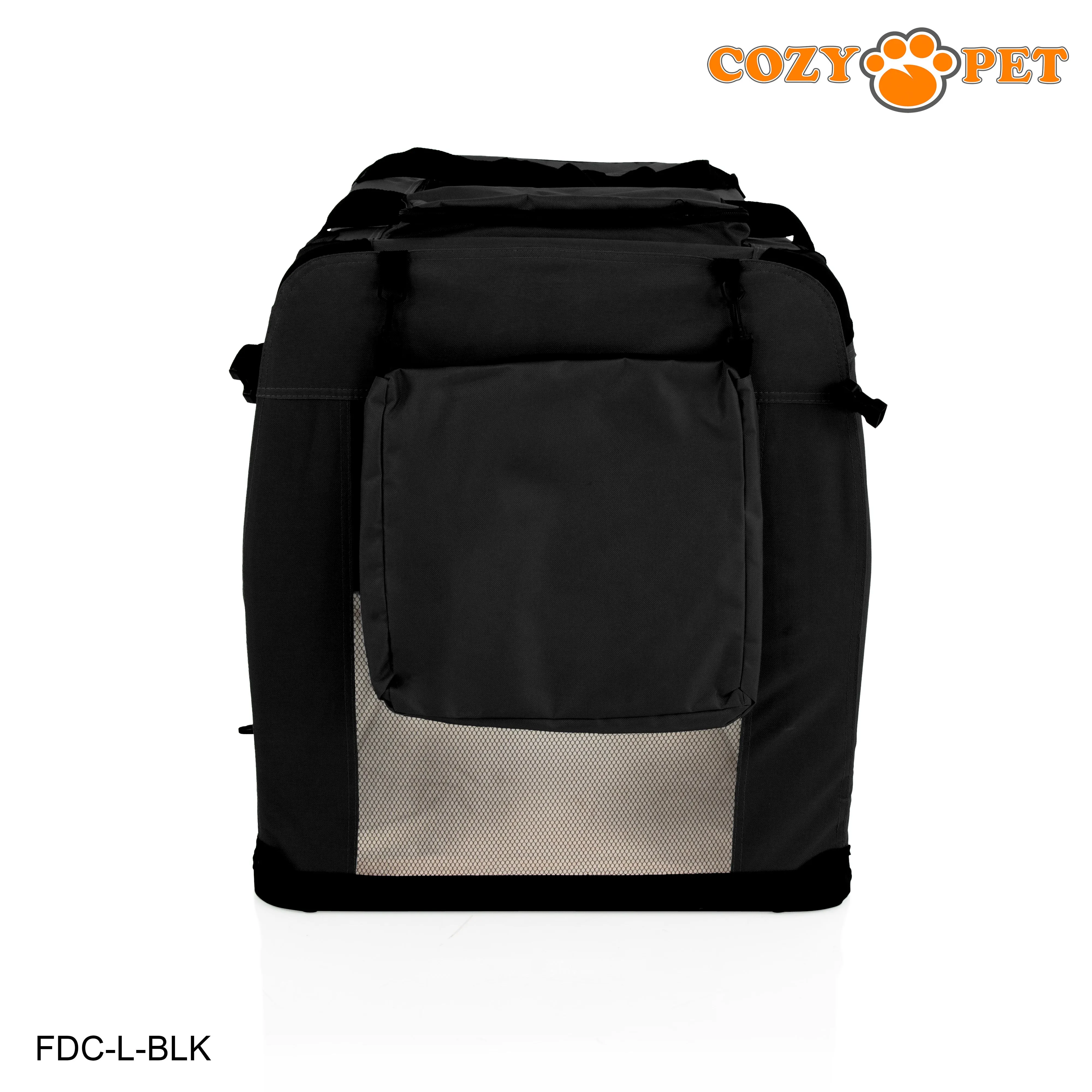 Fabric Dog Crate 82cm Black by Cozy Pet Puppy Carrier Cat Travel Cage Rabbit Model: FDC-L-BLK
