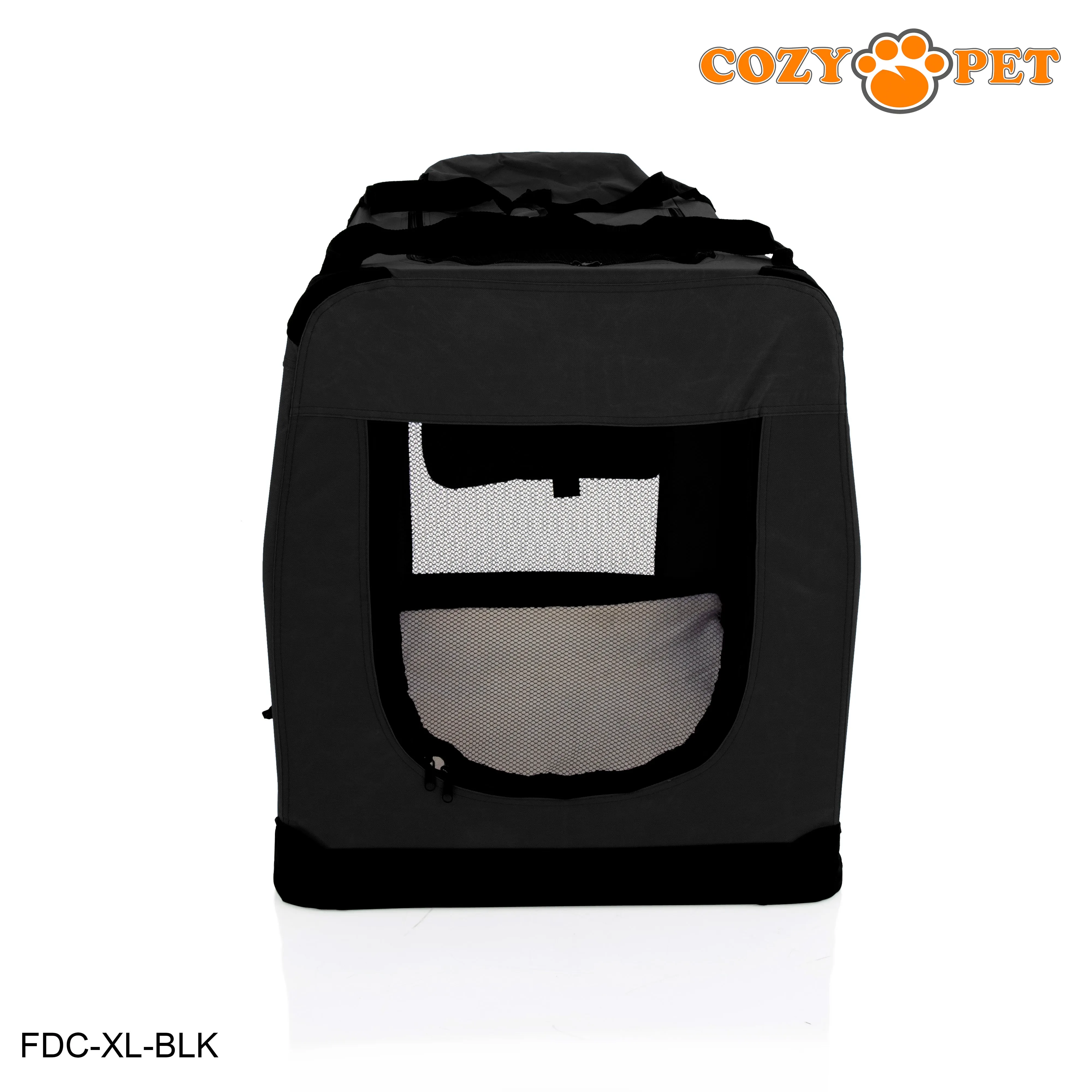 Fabric Dog Crate 90cm Black by Cozy Pet Puppy Carrier Cat Travel Cage Rabbit Model: FDC-XL-BLK