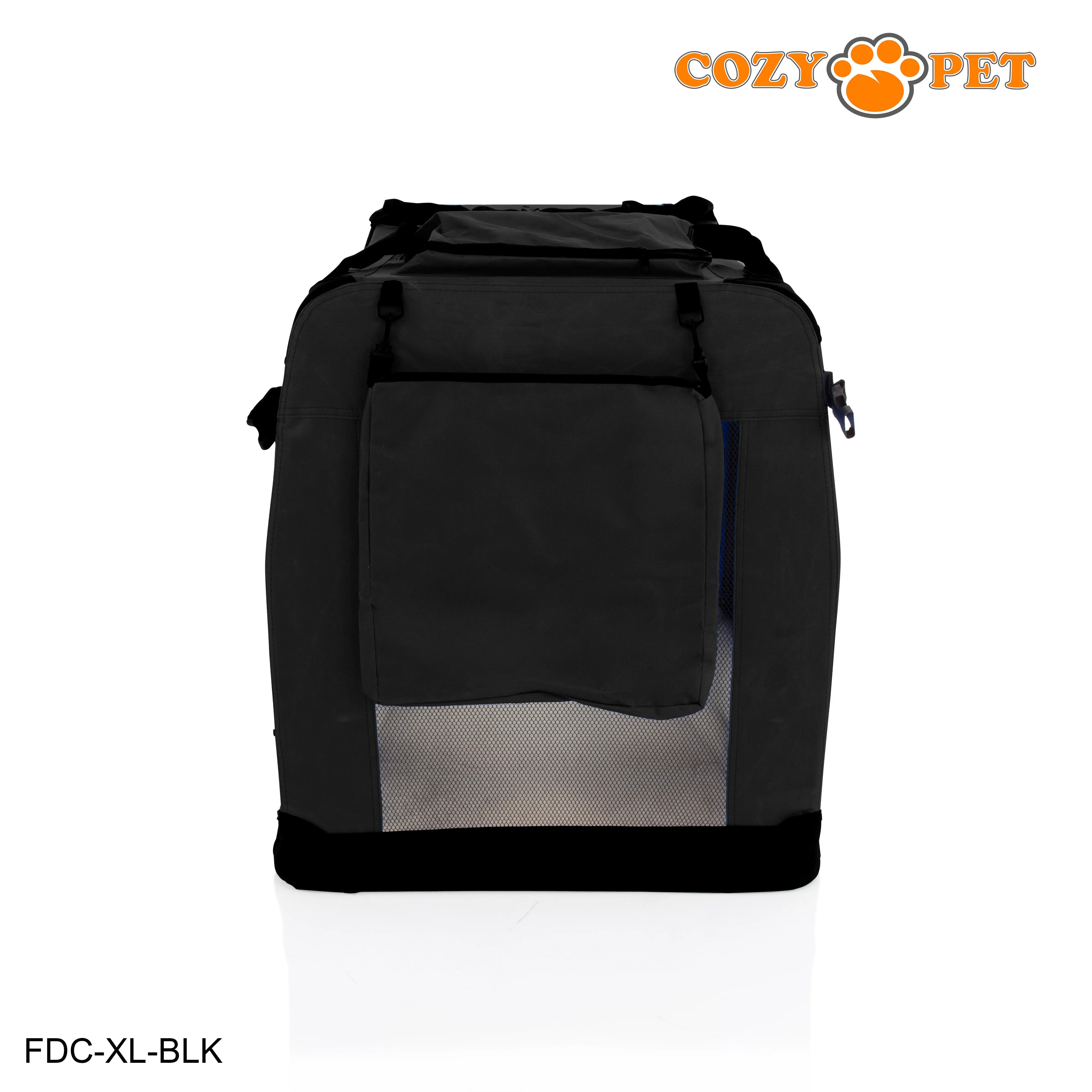 Fabric Dog Crate 90cm Black by Cozy Pet Puppy Carrier Cat Travel Cage Rabbit Model: FDC-XL-BLK