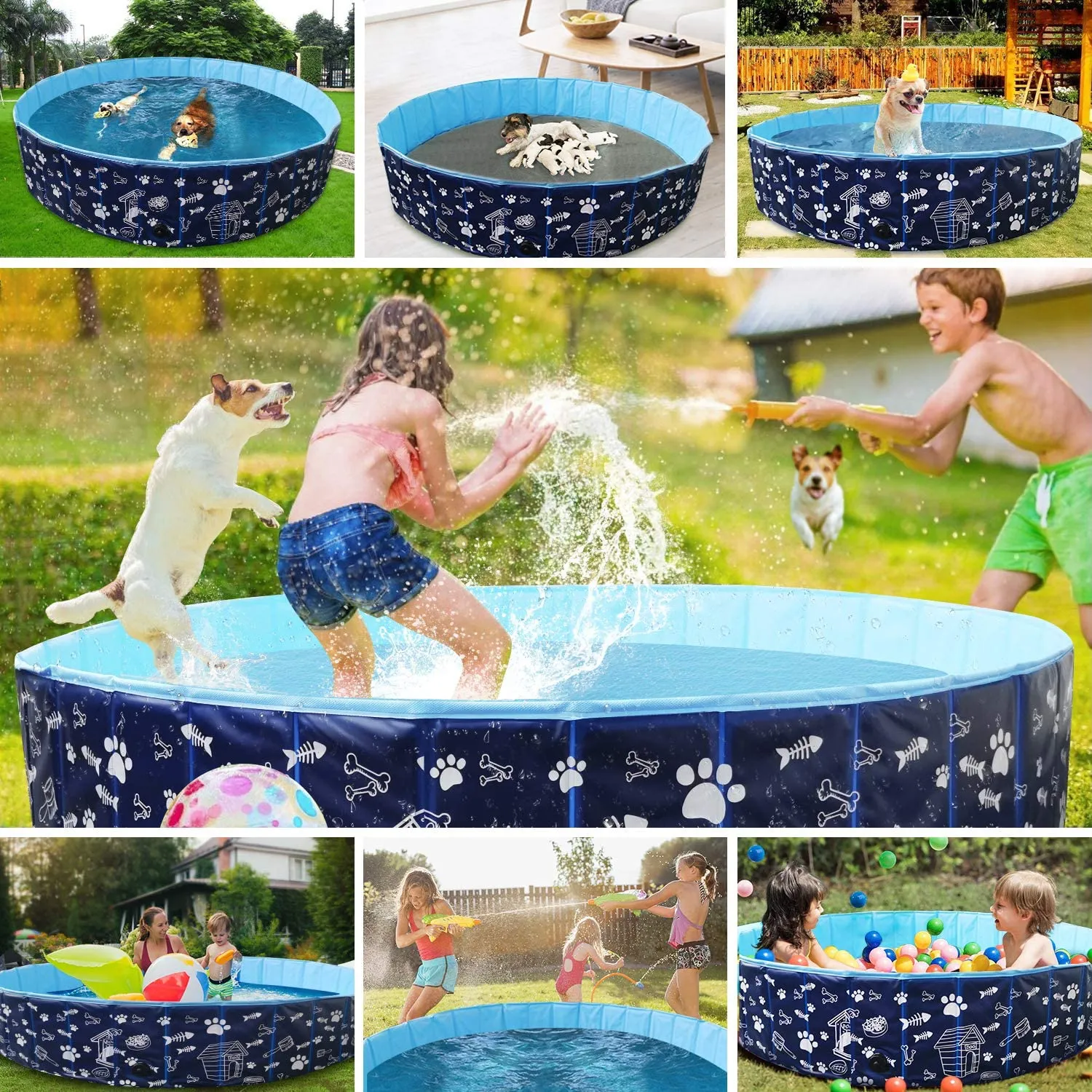 Foldable Dog Pool for Kids Baby