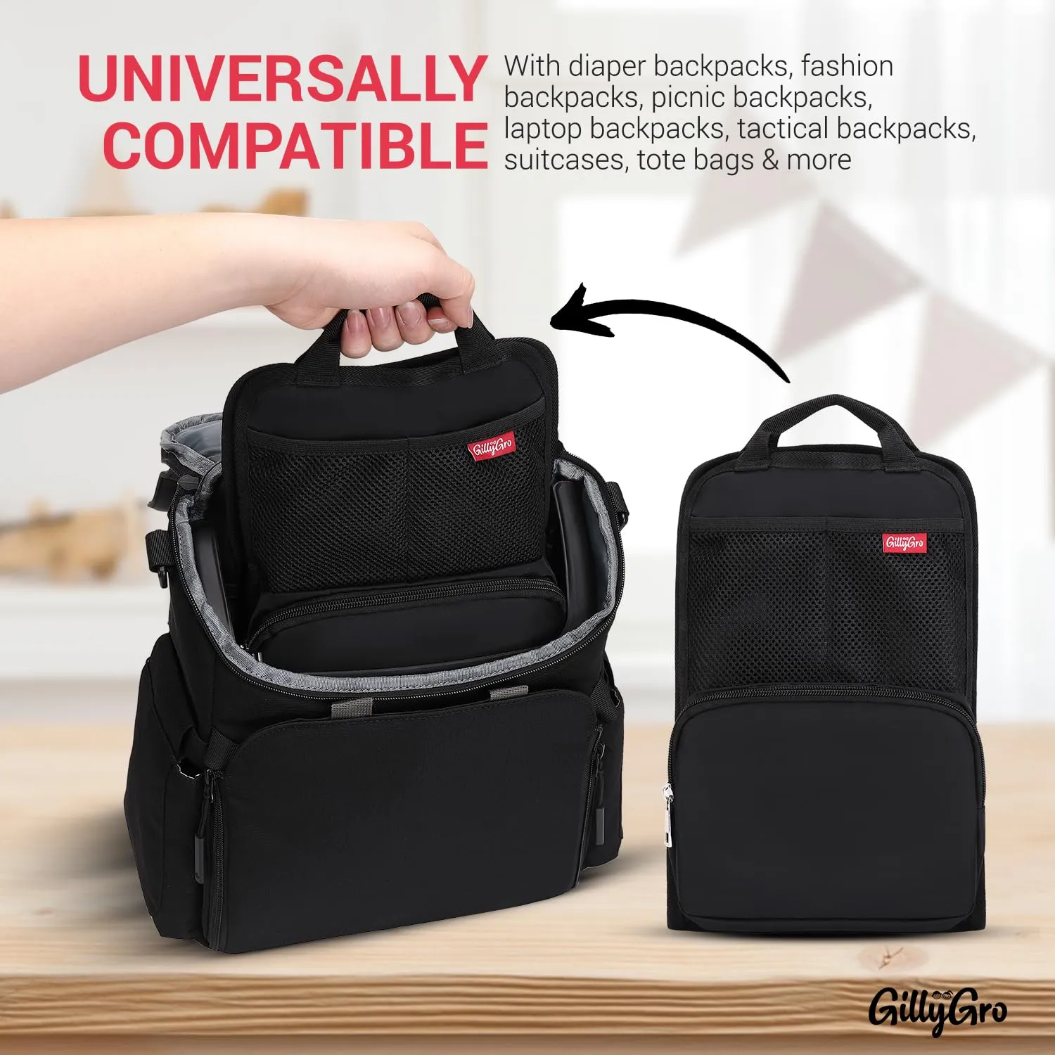 GillyGro Diaper Bag Backpack Set with In-built Booster, Roll-out Changing Pad, Organizer Insert, Extra Shoulder Strap | Unisex Gift for Mom Dad Girl Boy
