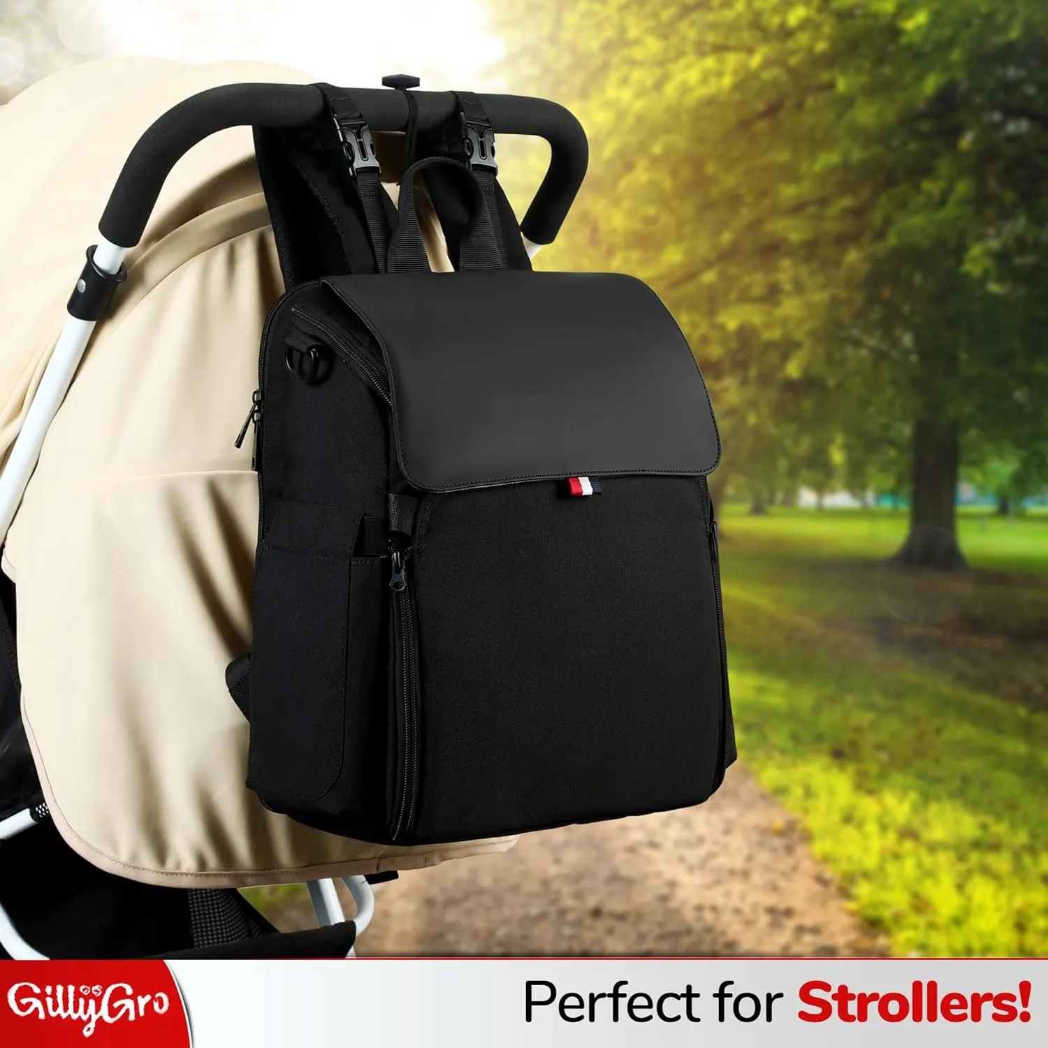 GillyGro Diaper Bag Backpack Set with In-built Booster, Roll-out Changing Pad, Organizer Insert, Extra Shoulder Strap | Unisex Gift for Mom Dad Girl Boy