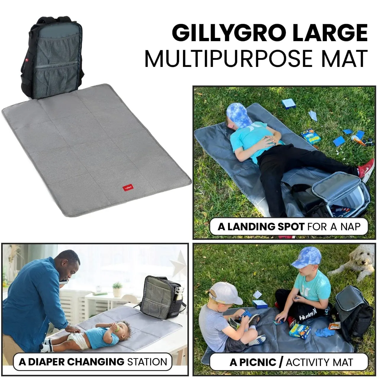 GillyGro Diaper Bag Backpack Set with In-built Booster, Roll-out Changing Pad, Organizer Insert, Extra Shoulder Strap | Unisex Gift for Mom Dad Girl Boy