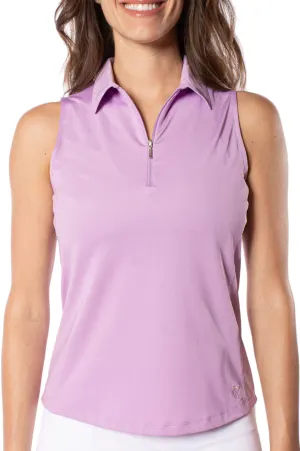 Golftini Sleeveless Zip Tech Polo  Lavender