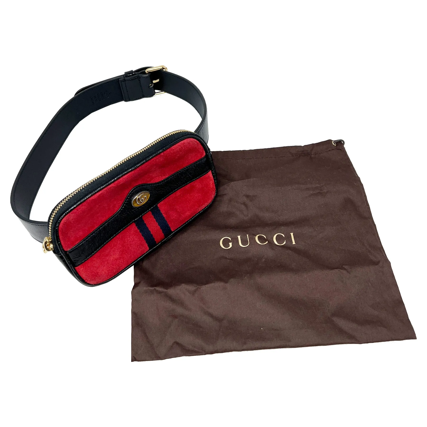 Gucci Ophidia Red Suede Belt Bag Size 75/30