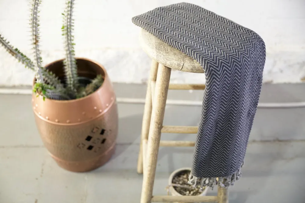 Handwoven Sabah Pestemal Towel in Black Stone (soft)