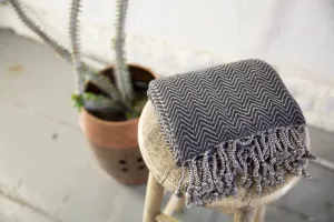Handwoven Sabah Pestemal Towel in Black Stone (soft)