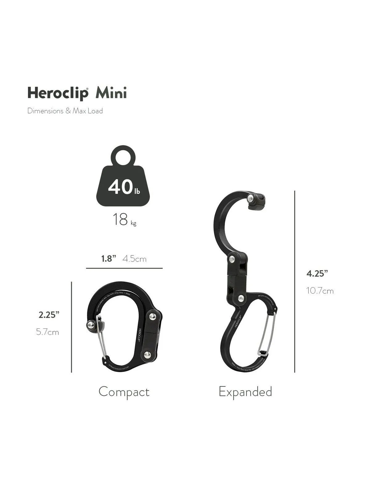 Heroclip Carabiner Mini Stealth Black