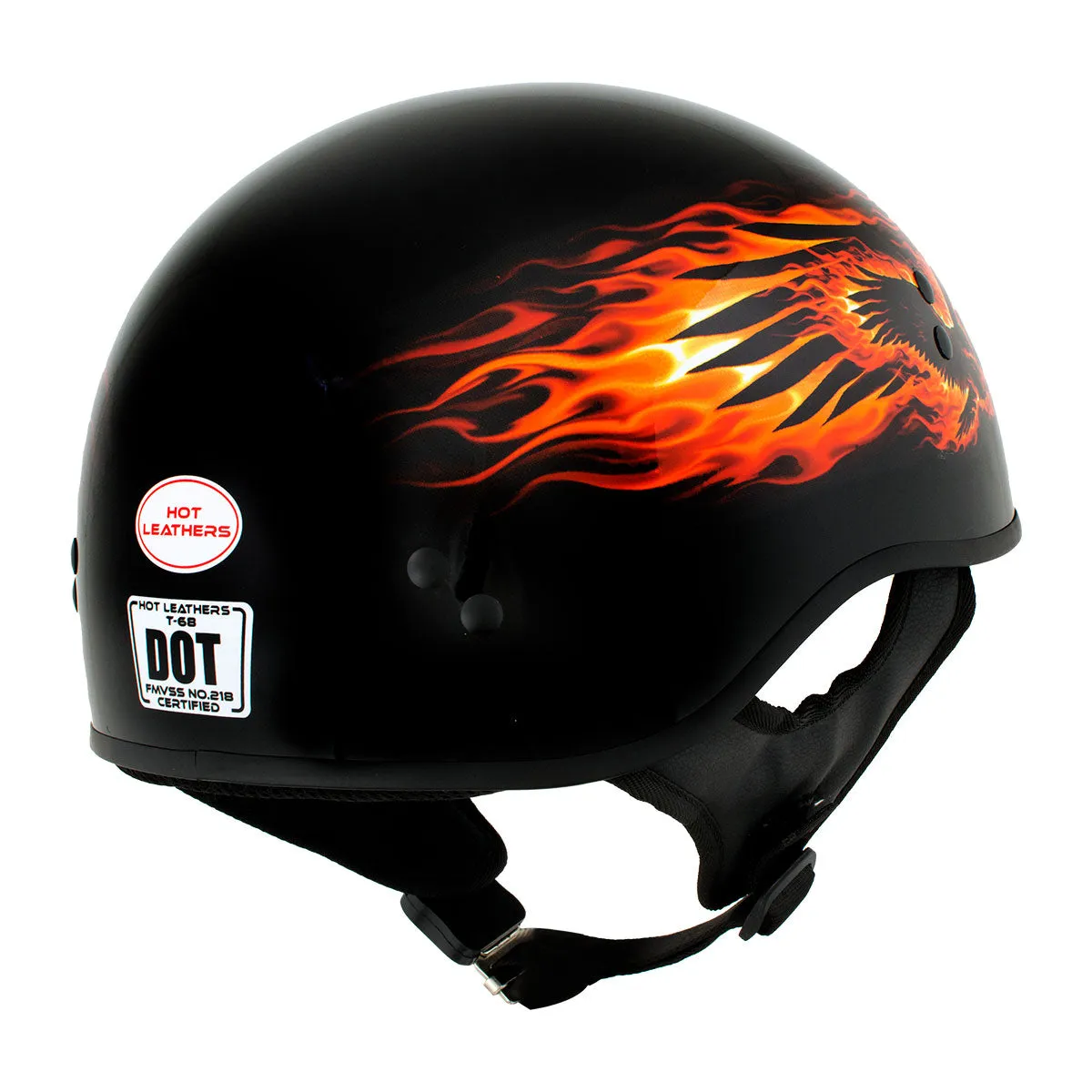 Hot Leathers HLD1006 Black Out Eagle Motorcycle DOT Approved Skull Cap Half Helmet for Men and Women Bikers