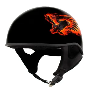 Hot Leathers HLD1006 Black Out Eagle Motorcycle DOT Approved Skull Cap Half Helmet for Men and Women Bikers