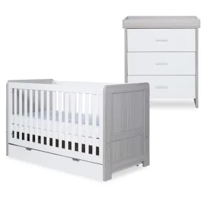 Ickle Bubba Pembrey 2 Piece Furniture Set and Under Drawer Ash Grey & White