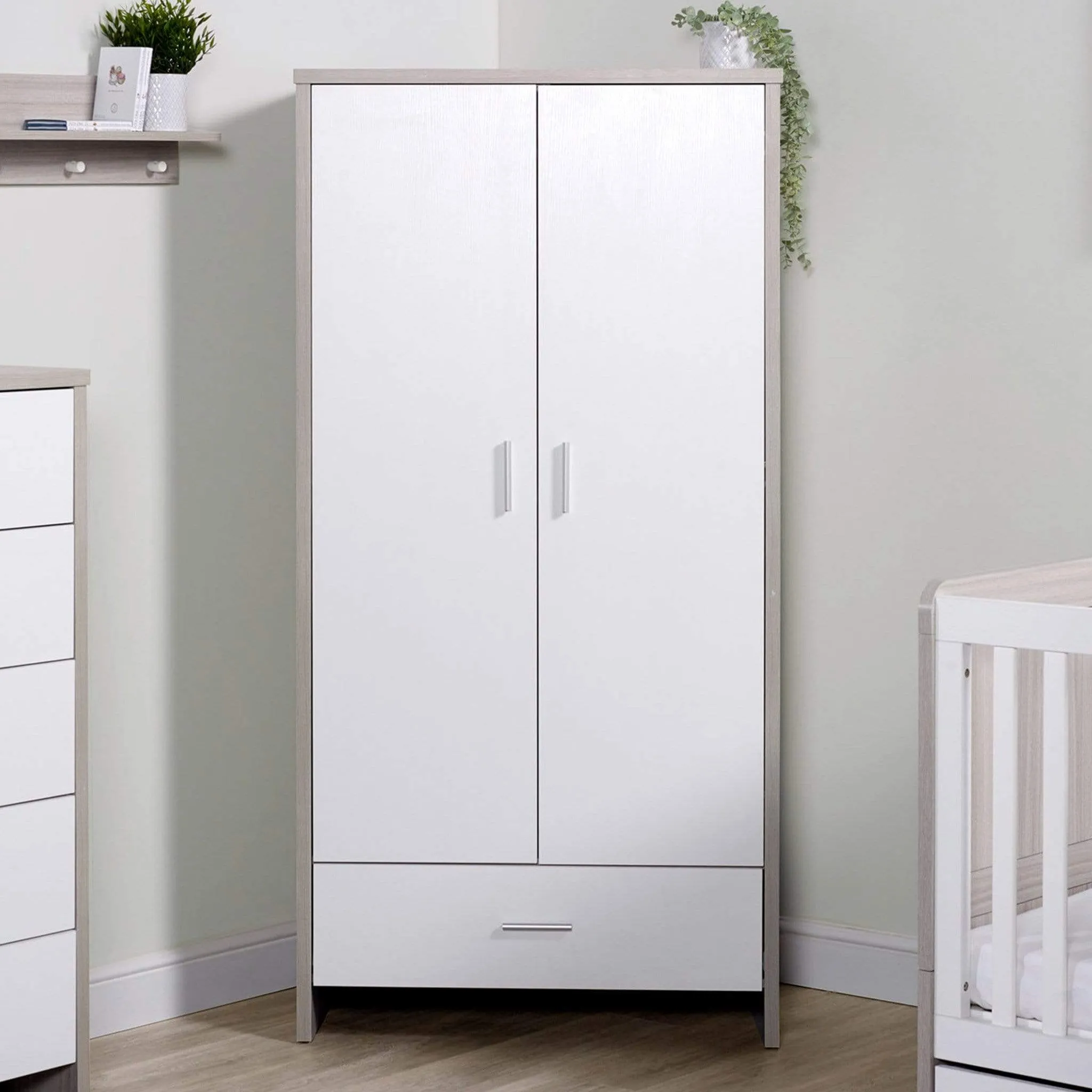 Ickle Bubba Pembrey 3 Piece Nursery Room Set & Under Drawer Ash Grey & White
