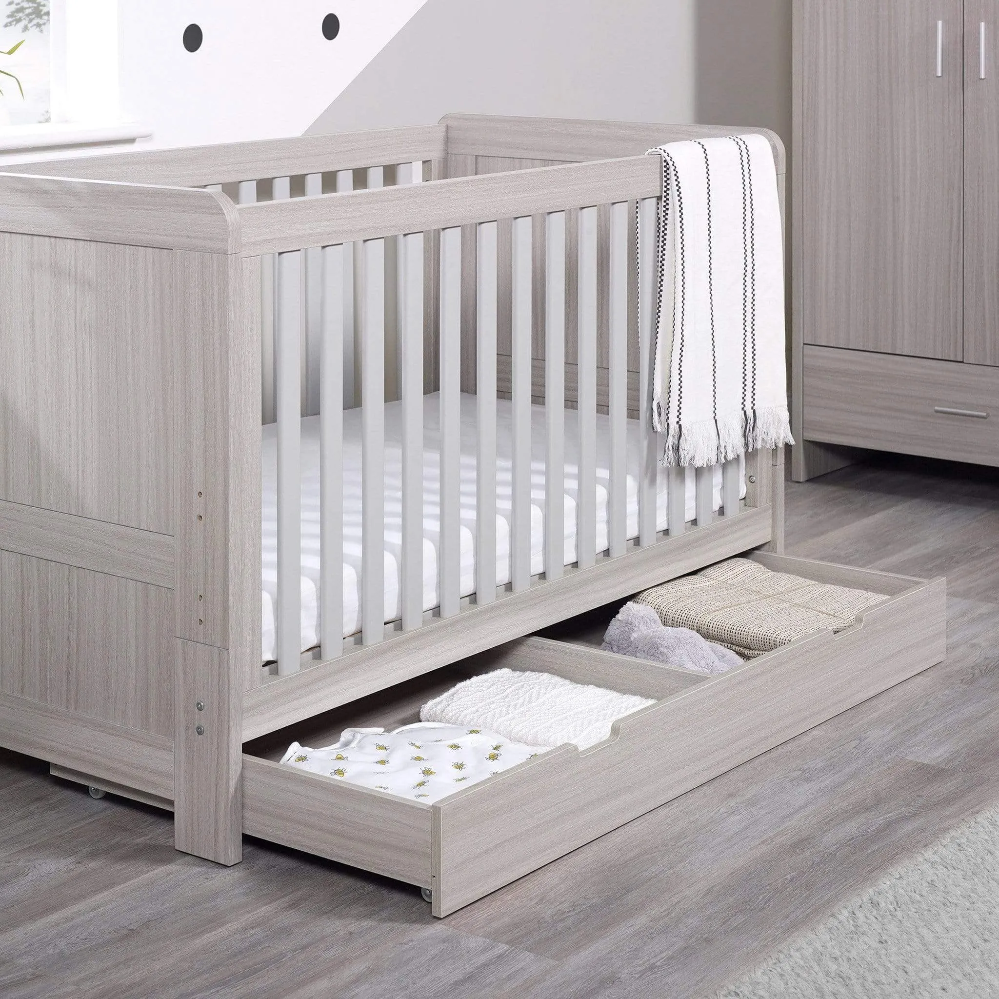 Ickle Bubba Pembrey 3 Piece Nursery Room Set & Under Drawer Ash Grey