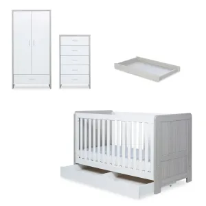 Ickle Bubba Pembrey 4 Piece Furniture Set and Under Drawer Ash Grey & White