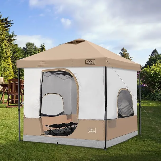 KAMPKEEPER 6 Person Camping Tent, 10x10 Pop Up Canopy Tent with Camping Cube, Converts 10'x10' Straight Leg Canopy into Camping Inner Tent–Fully Vented Roof(Canopy & Frame Included)