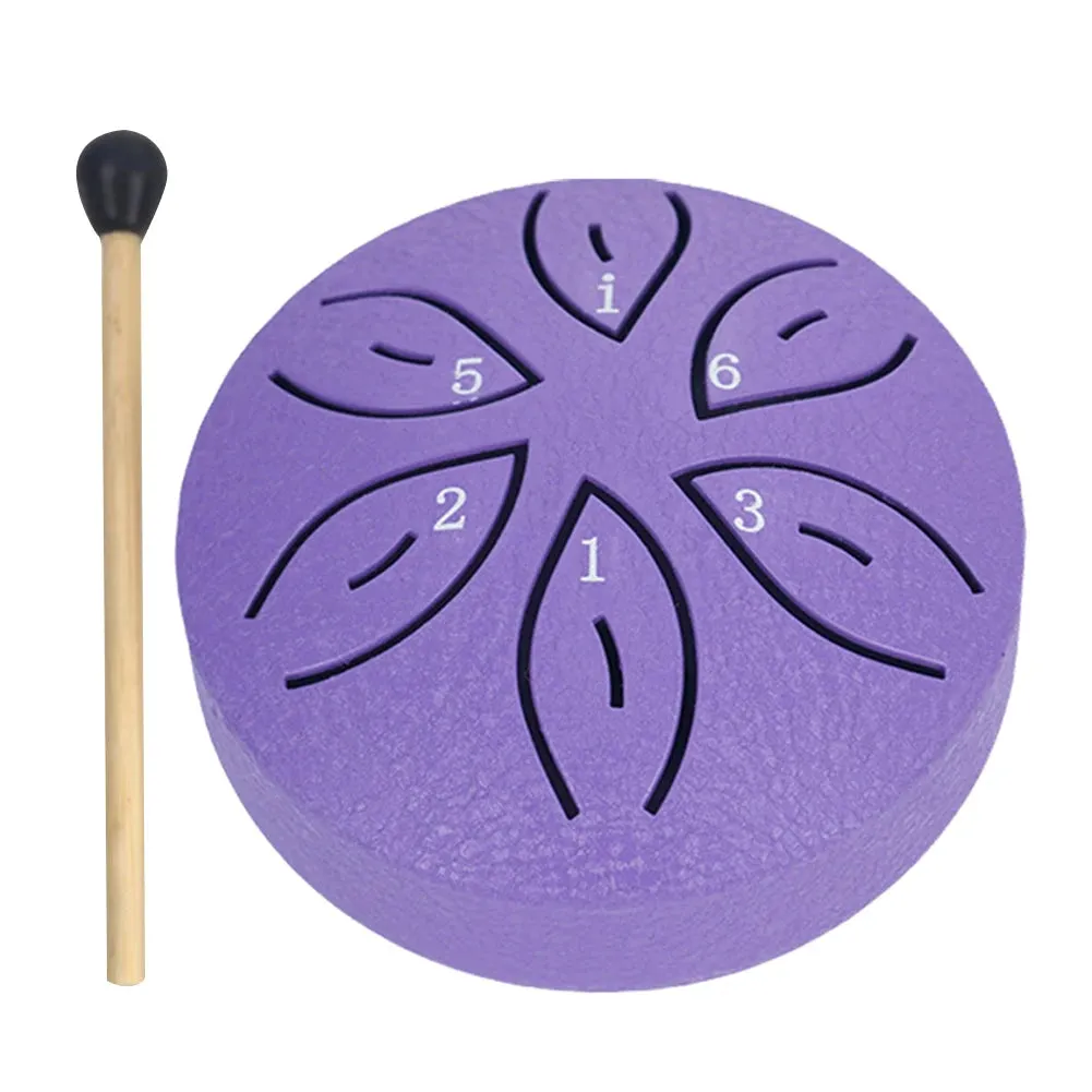 Leaf Design 3inch, 6-tone Mini Steel Tongue Drum   FREE Mallet and Storage Bag