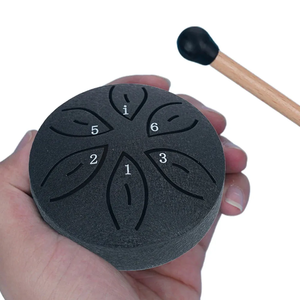 Leaf Design 3inch, 6-tone Mini Steel Tongue Drum   FREE Mallet and Storage Bag