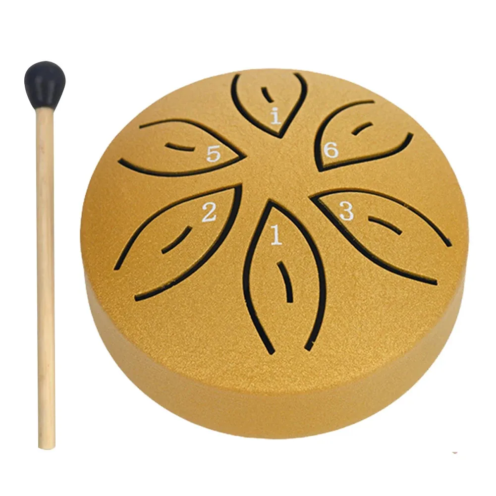 Leaf Design 3inch, 6-tone Mini Steel Tongue Drum   FREE Mallet and Storage Bag