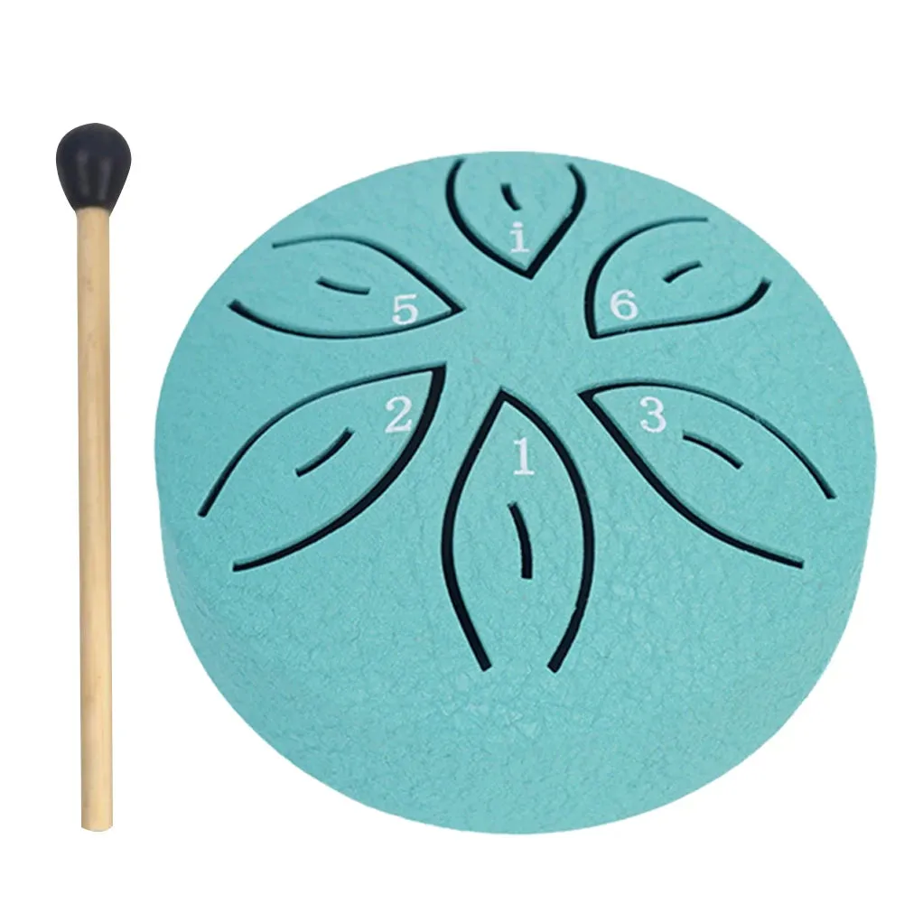 Leaf Design 3inch, 6-tone Mini Steel Tongue Drum   FREE Mallet and Storage Bag