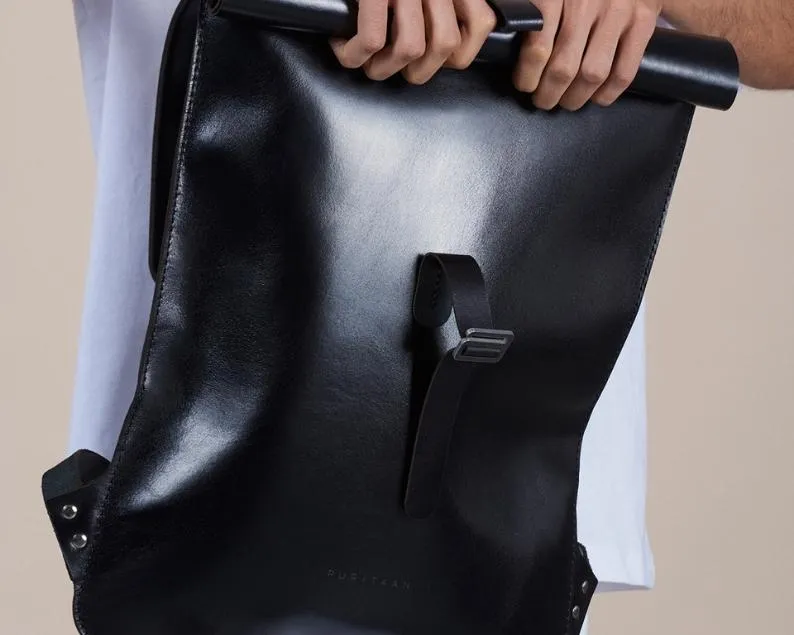 Leather Rolltop Backpack