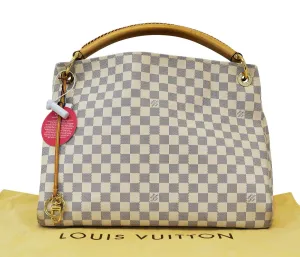 LOUIS VUITTON Damier Azur Artsy MM White Shoulder Bag