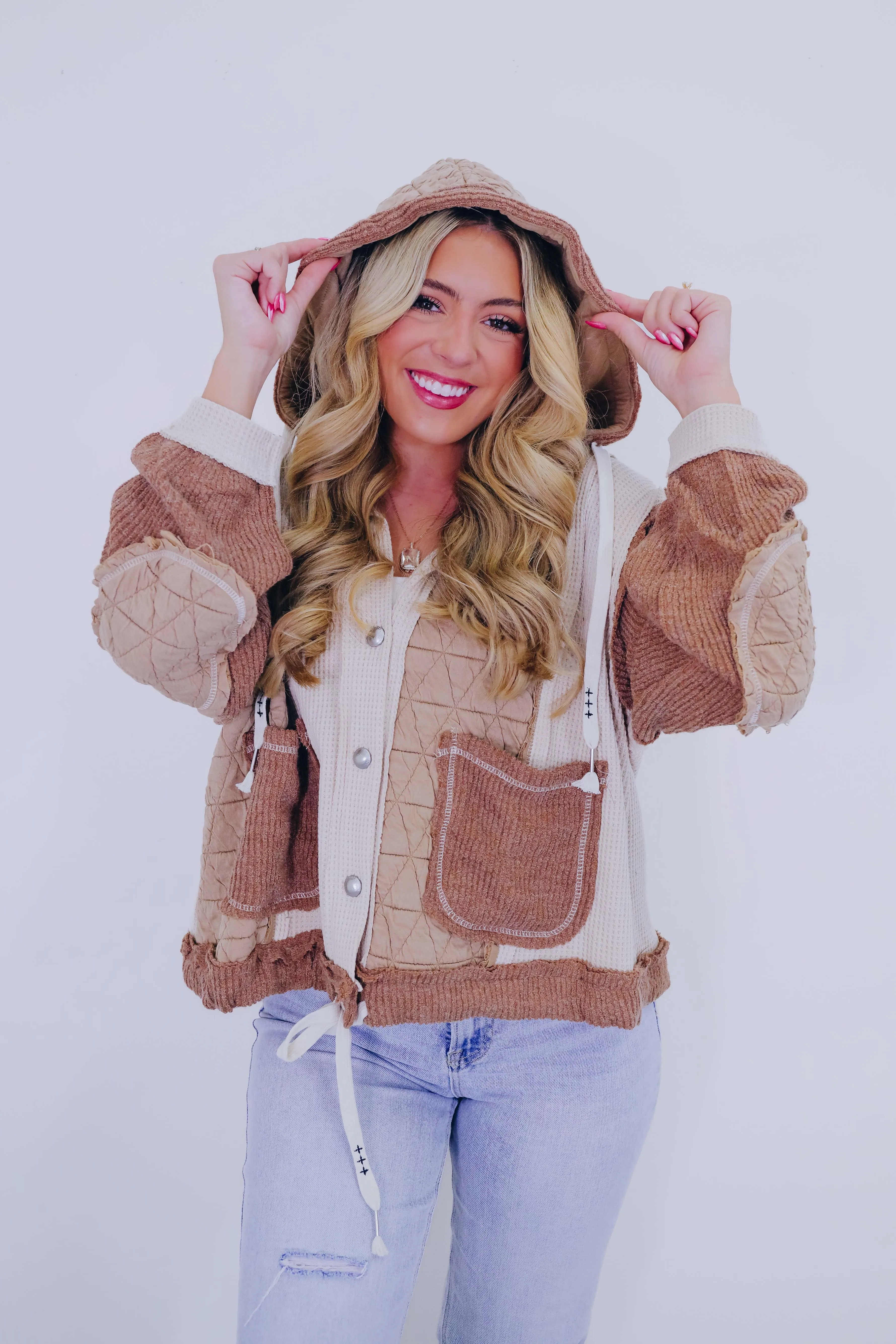 ***Major Mixed Fabric Hoodie Jacket - 3 Colors SAMPLE