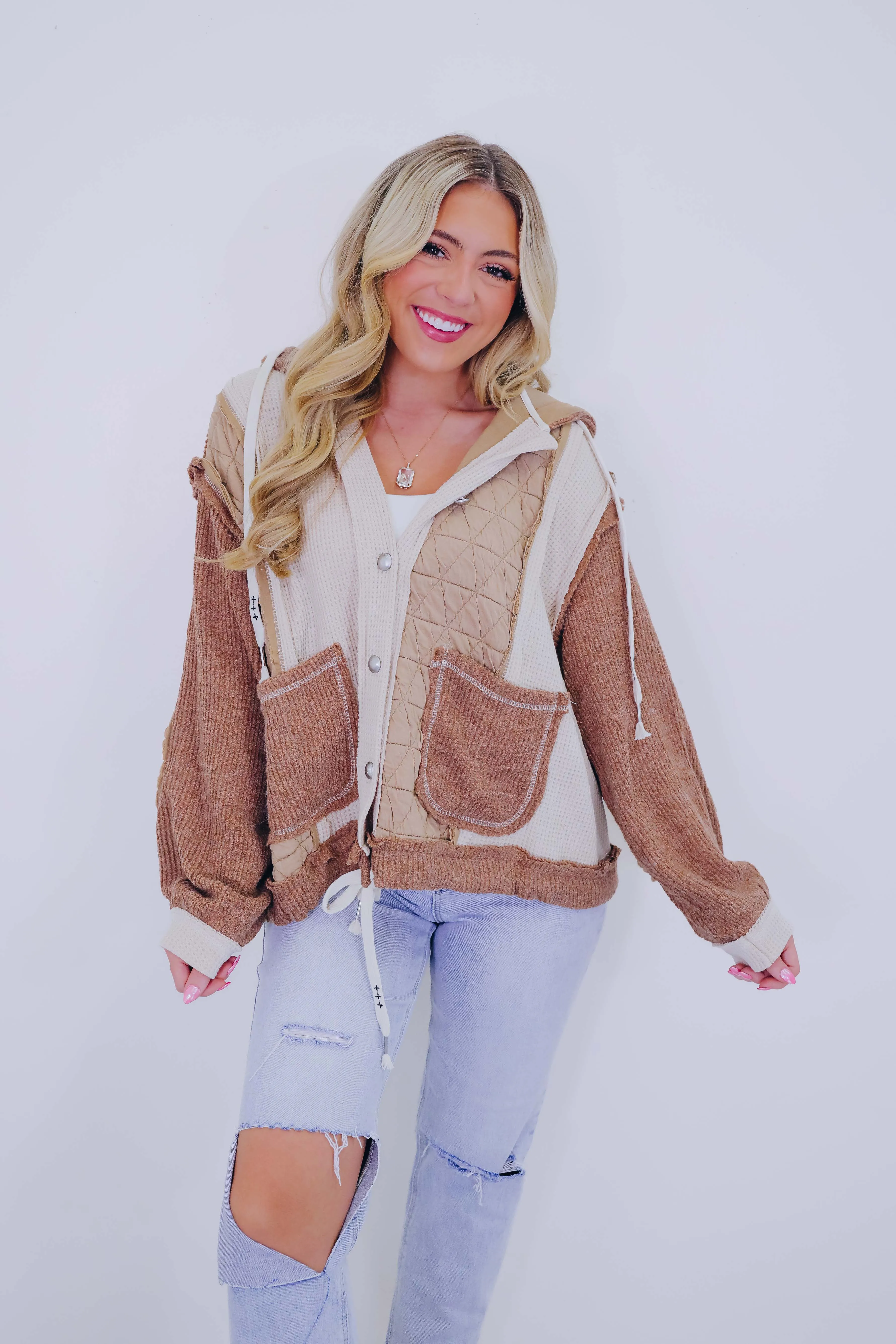 ***Major Mixed Fabric Hoodie Jacket - 3 Colors SAMPLE