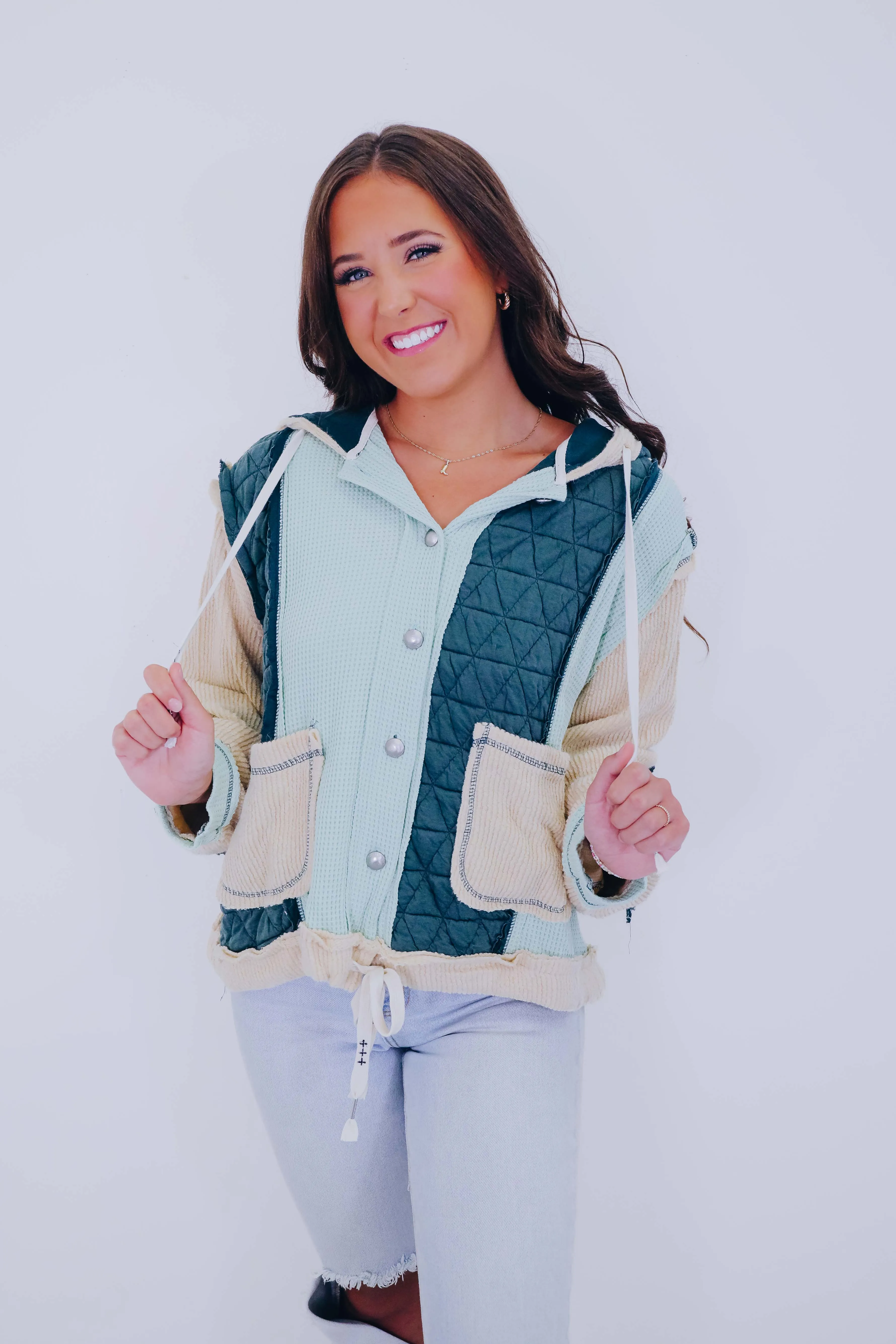 ***Major Mixed Fabric Hoodie Jacket - 3 Colors SAMPLE