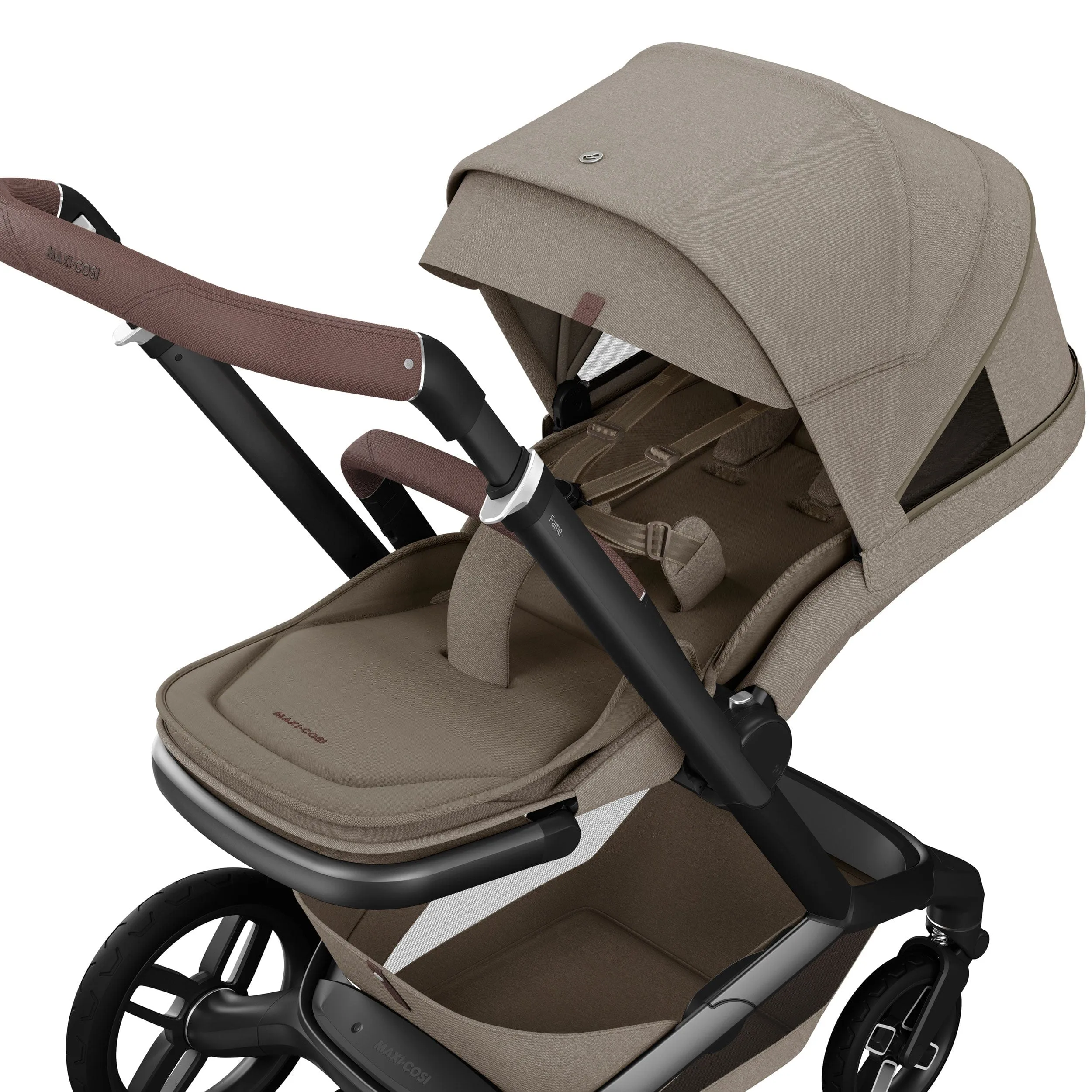Maxi-Cosi FAME 9 Piece Premium Bundle in Twillic Truffle (Black Wheels)