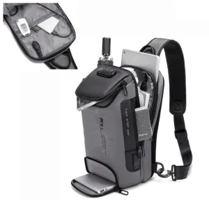 Men Anti-theft Lock Usb Travel Chest Bag