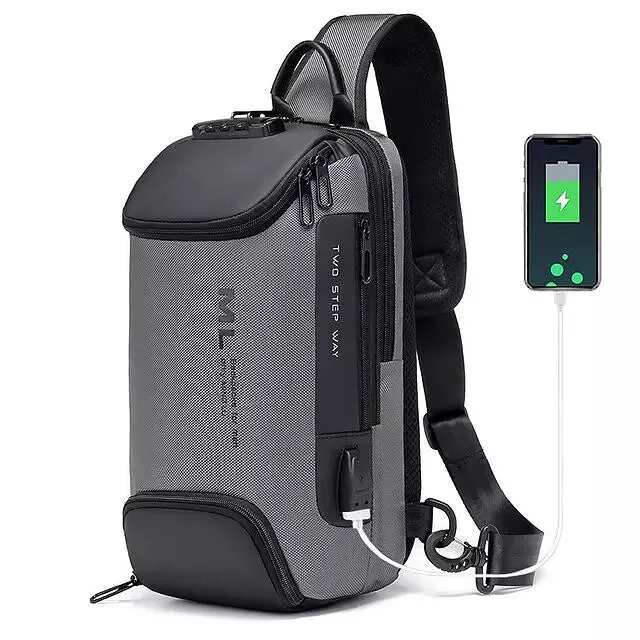 Men Anti-theft Lock Usb Travel Chest Bag