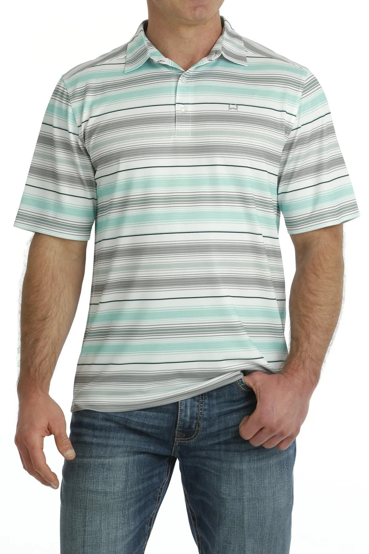 MENS MINT STRIPE ARENAFLEX POLO SHIRT