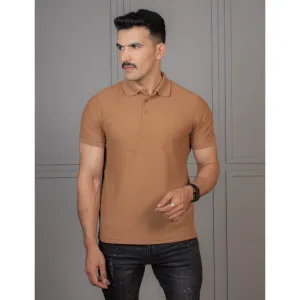 Men's Popcorn Half Sleeve Polo Color Brown