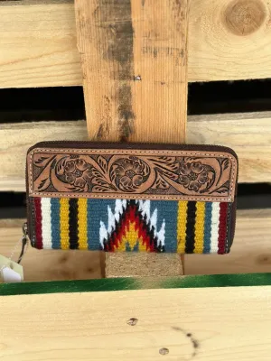 Multi Navajo Slim Wallet with Tooled Leather (TSB21B)