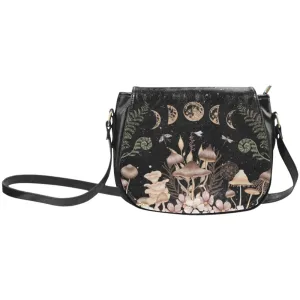 Mushrooms Moon Phases Neutrals Saddle Bag Purse