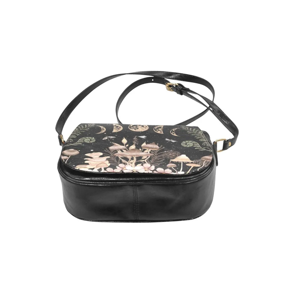 Mushrooms Moon Phases Neutrals Saddle Bag Purse