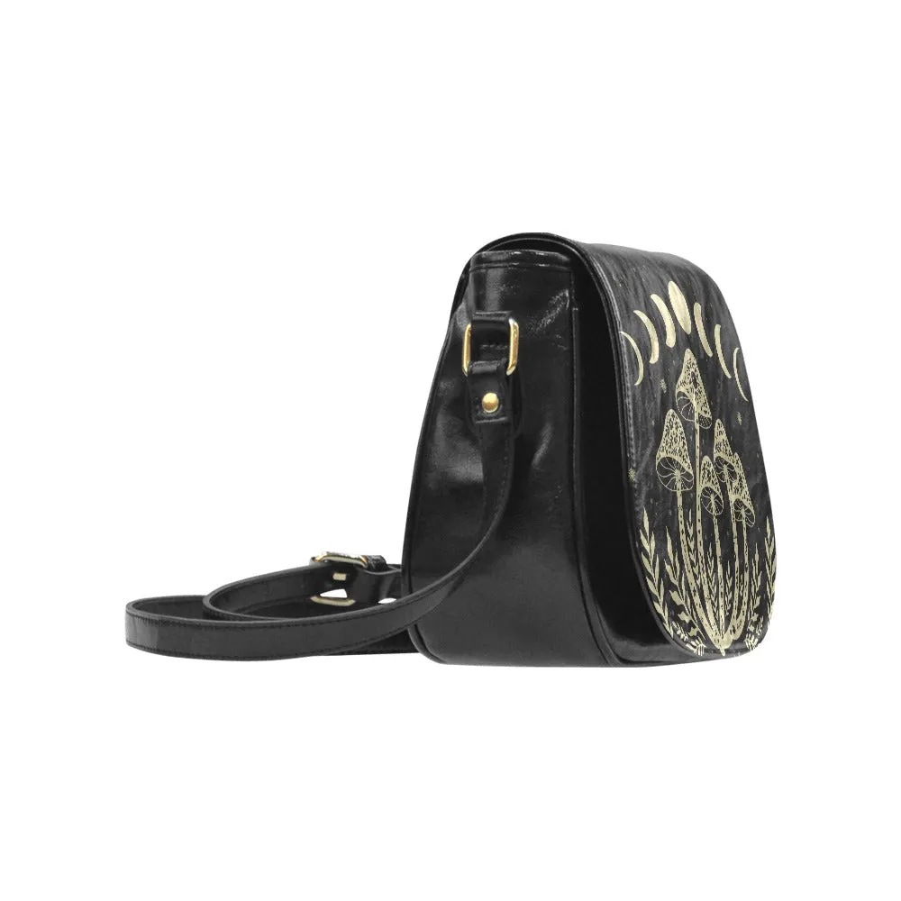 Mystic Mushrooms & Moon Phases Saddle Bag Purse