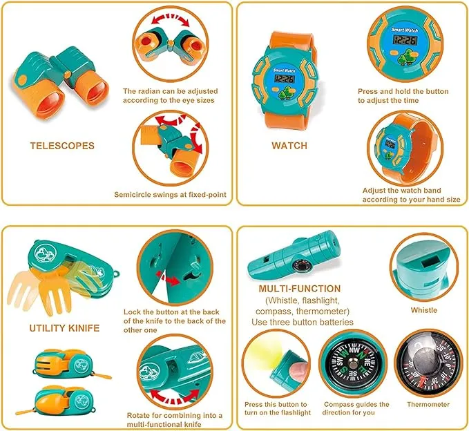 New Kids Camping Tent Set Toys,20 PCS Pop Up Play Tent with Kids Camping Gear Set Pretend Play Camping Tools Adventure Set for Toddlers Boys Girls