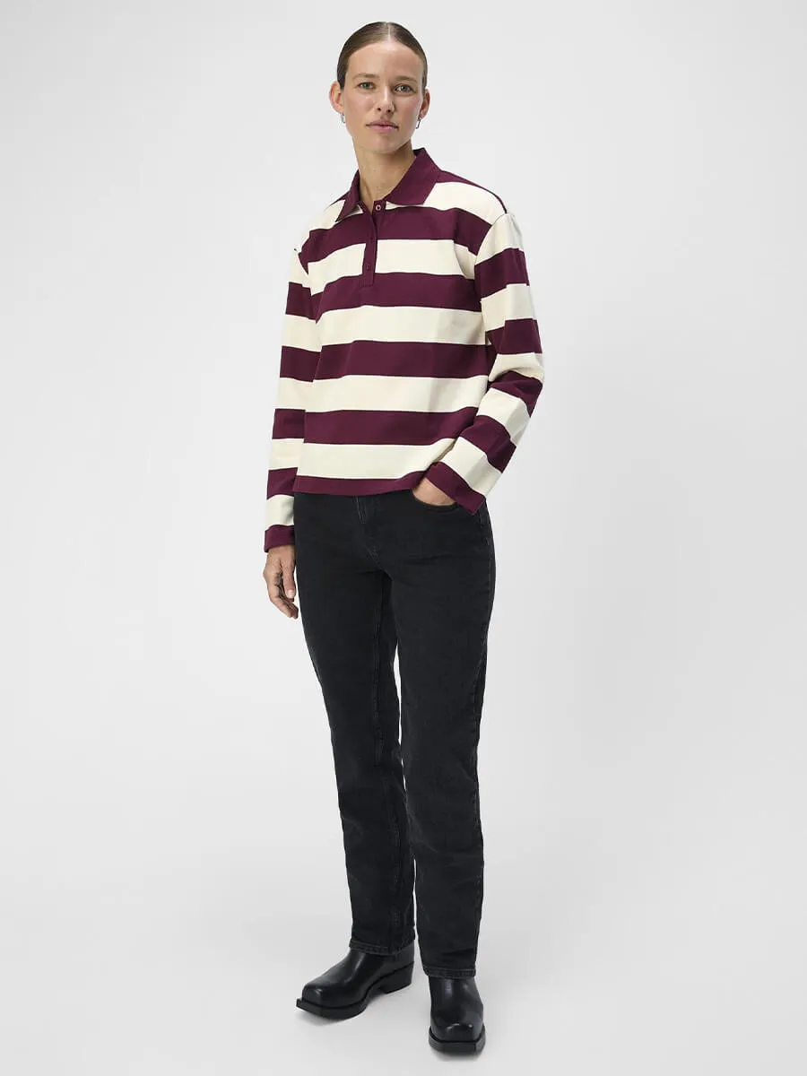 OBJMillie Striped Polo Shirt - Cabernet