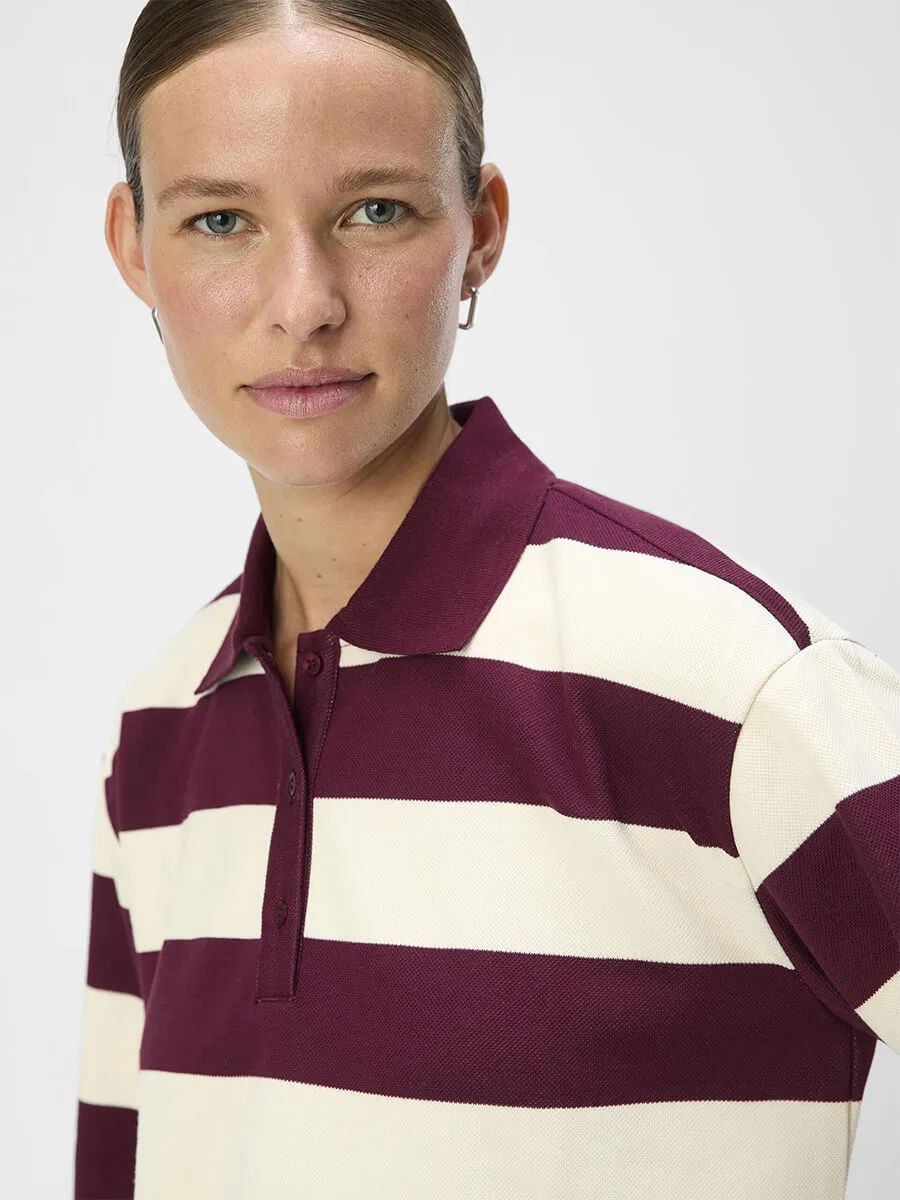 OBJMillie Striped Polo Shirt - Cabernet