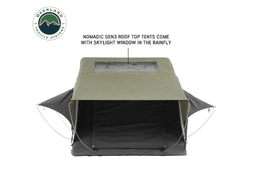 Overland Vehicle Systems Nomadic 2 Extended Roof Top Tent, Gray Body Green Rainfly