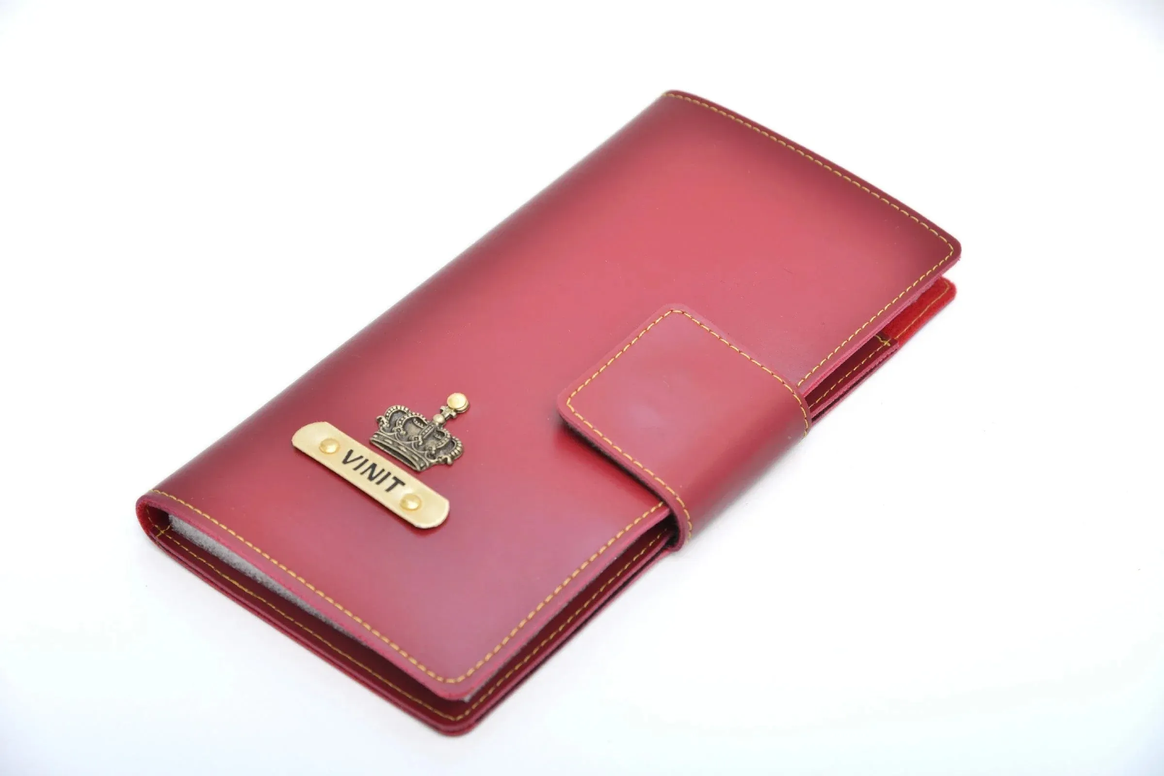 Personalized Travel Wallet (Buttoned) - Wine