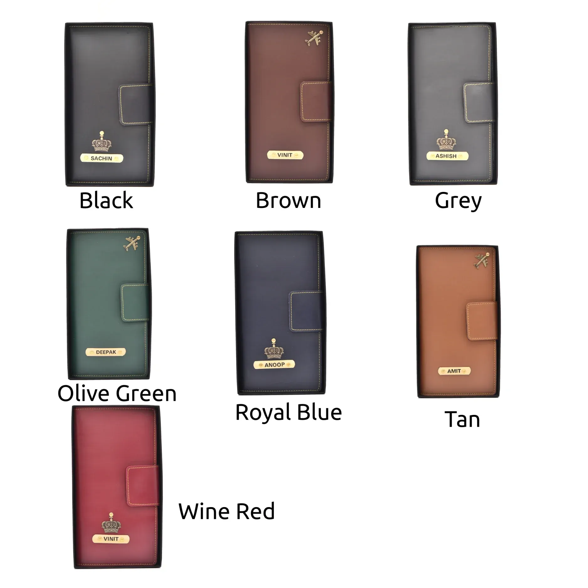 Personalized Travel Wallet (Buttoned) - Wine
