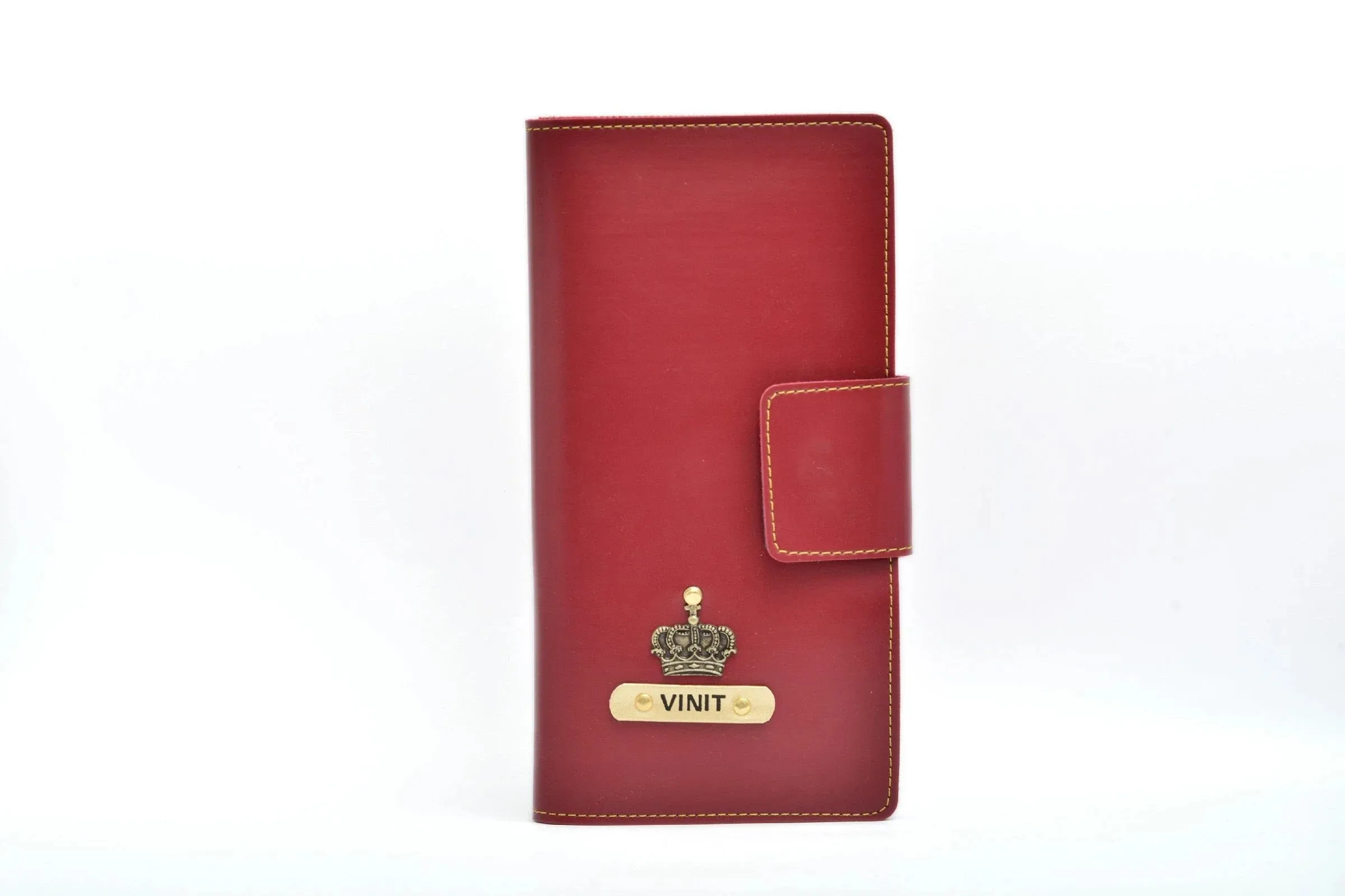 Personalized Travel Wallet (Buttoned) - Wine